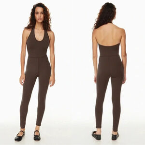 Wilfred Free Brown Caramel LOOK Halter Top Athletic Jumpsuit L